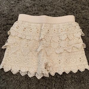 Off white lace shorts